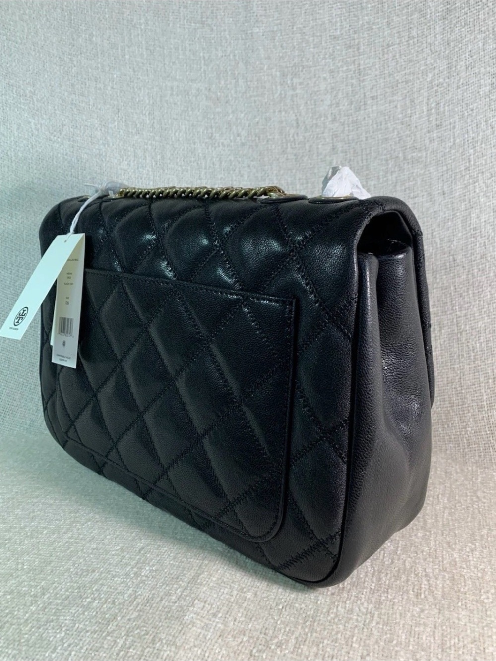 Tory Burch Black Quilted Leather Clutch with Gold Logo Medallion - Picture 9 of 9